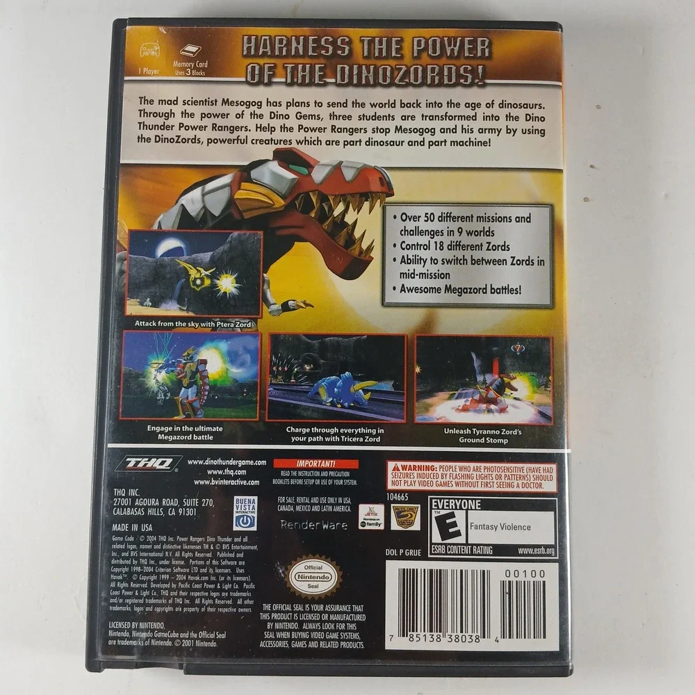 Power Rangers Dino Thunder Nintendo GameCube GC Complete w Case & Manual